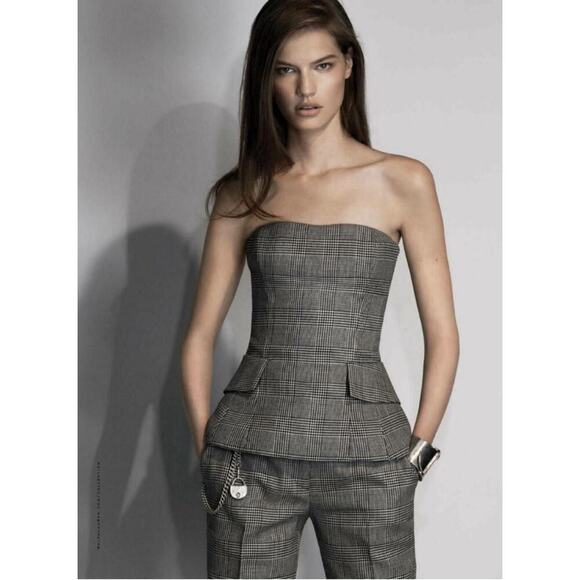 Ralph Lauren Collection Purple Label Bustier Top Plaid Wool Blouse Peplum Runway - Picture 6 of 16